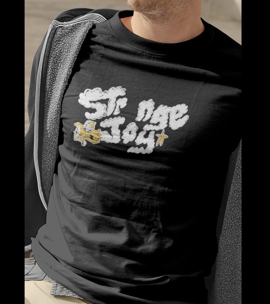 Strange Joy Plane Cloud Letters Star Golden Pilot T-Shirt