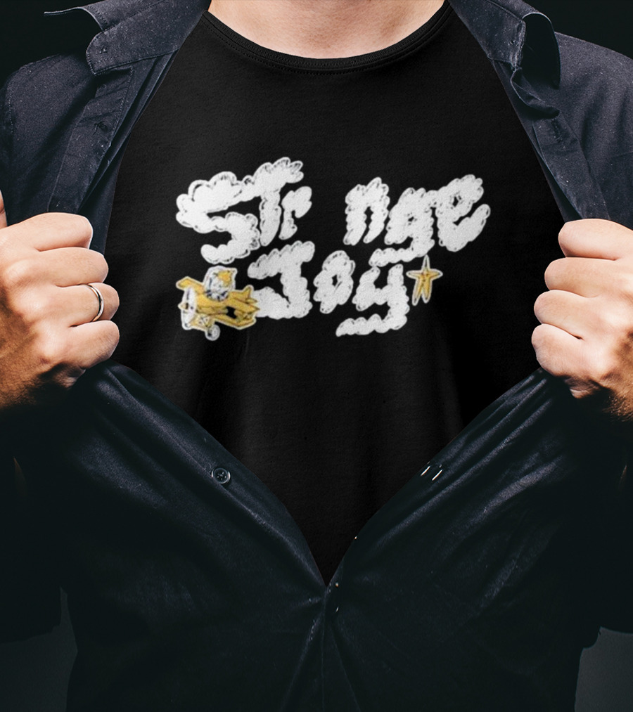 Strange Joy Plane Cloud Letters Star Golden Pilot T-Shirt