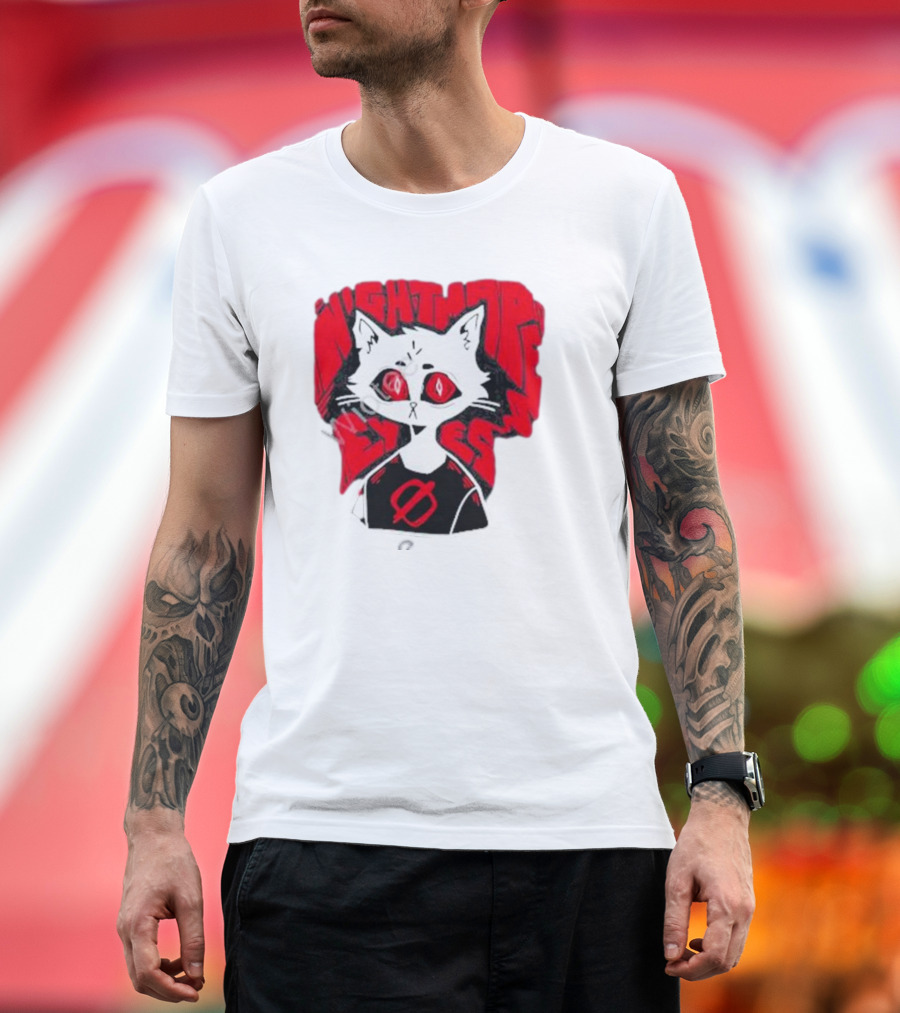 Nightmare Eyes Cat with Red Eyes and Zero T-Shirt