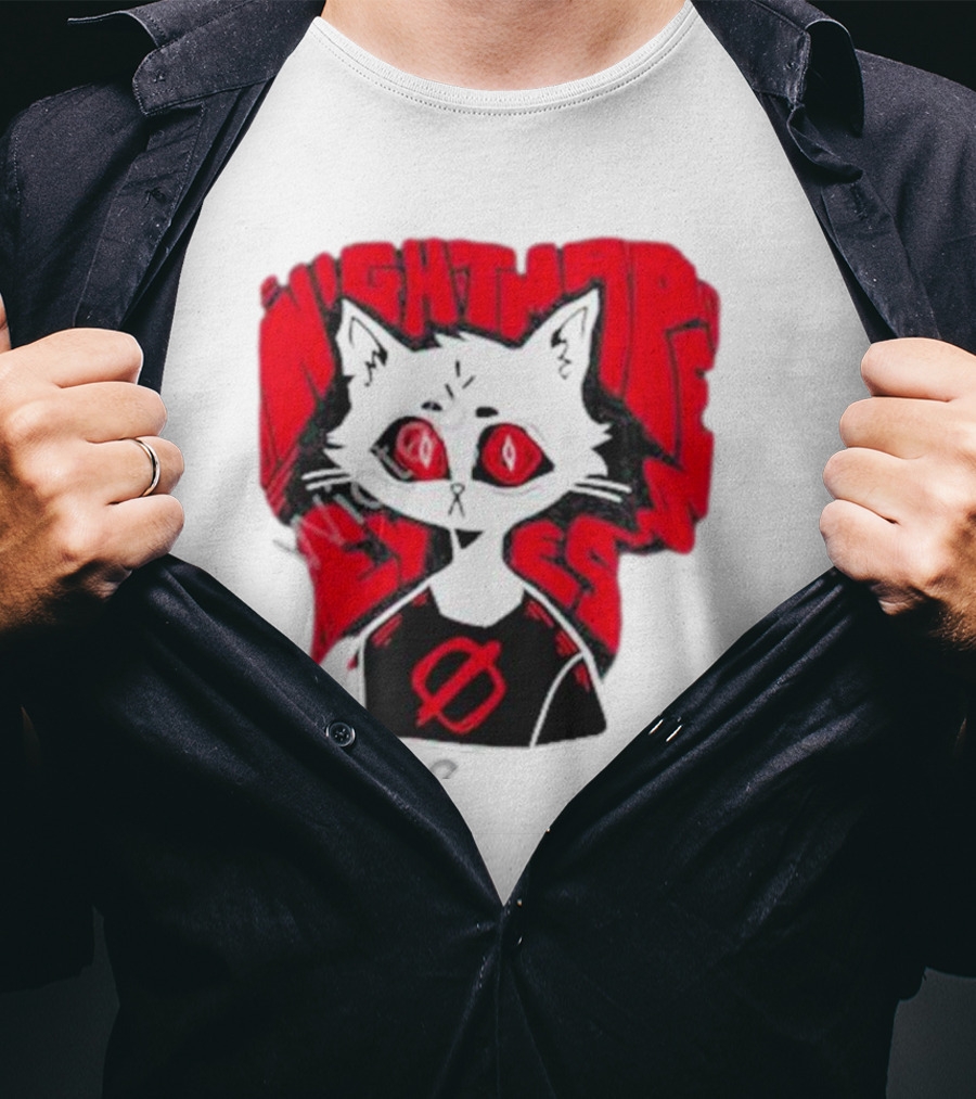 Nightmare Eyes Cat With Red Eyes And Zero T-Shirt