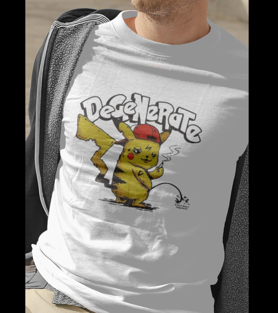 Degenerate Pikachu Smoking With Red Hat T-Shirt