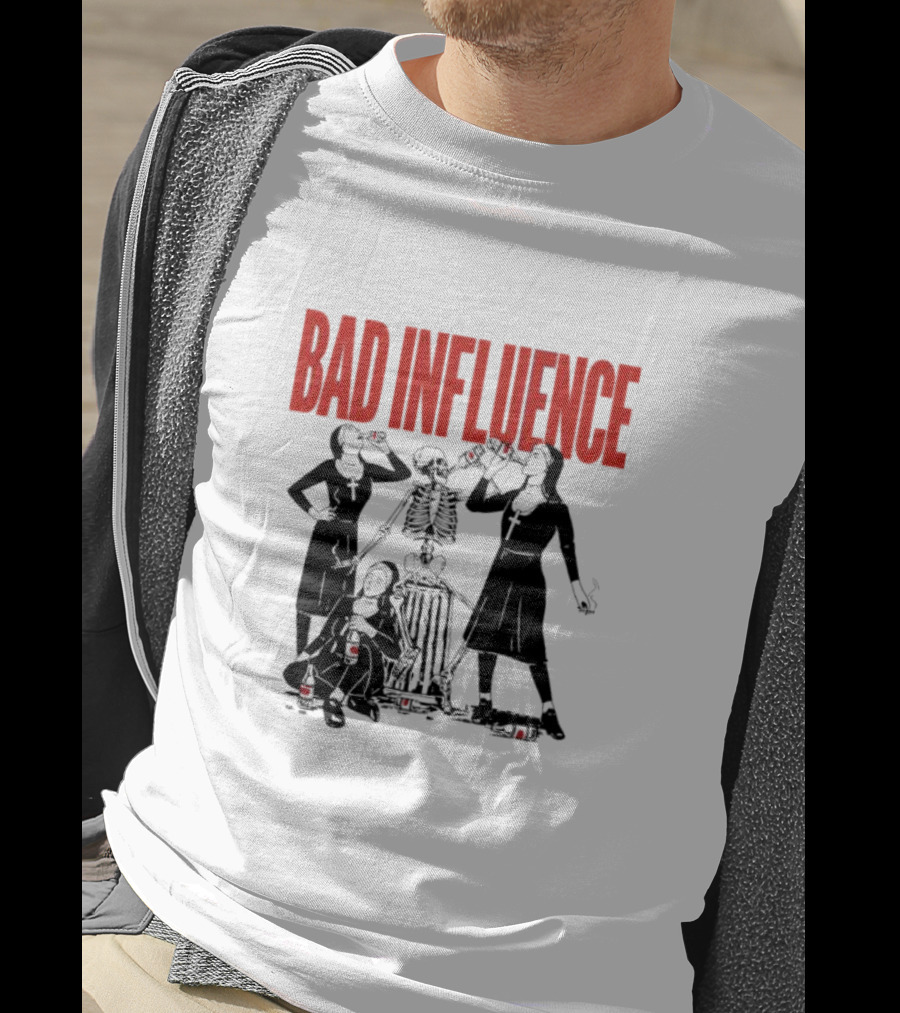 Bad Influence Nuns Partying With Skeleton T-Shirt