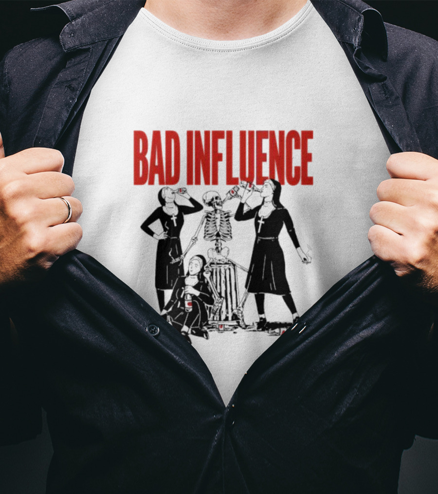 Bad Influence Nuns Partying With Skeleton T-Shirt