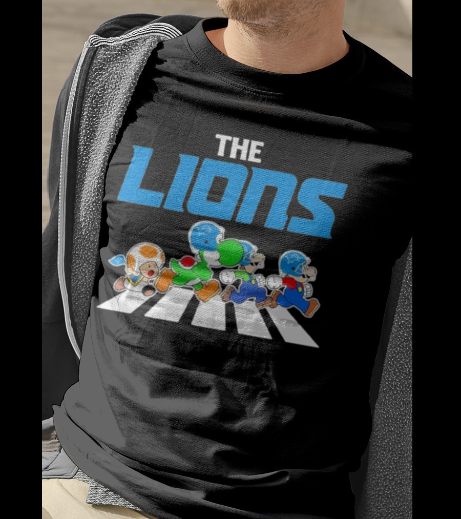 The Lions Mario Yoshi Toad Crossover Gaming Football Abbey Road T-Shirt
