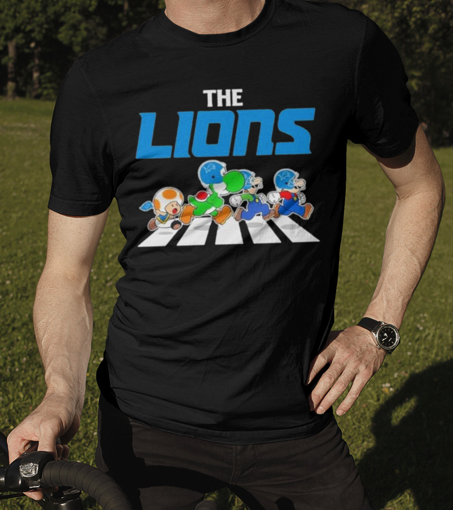 The Lions Mario Yoshi Toad Crossover Gaming Football Abbey Road T-Shirt