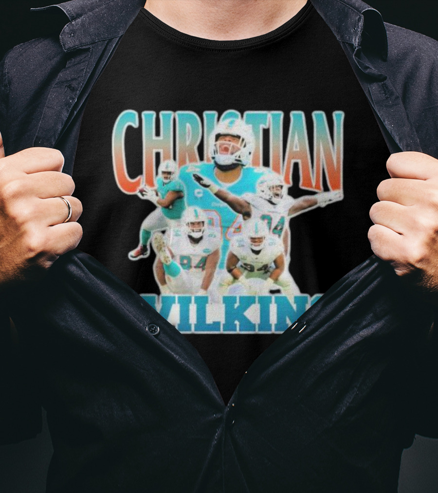 Christian Wilkins Miami Dolphins Football Player Collage T-Shirt