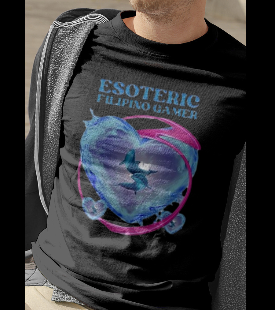 ESOTERIC FILIPINO GAMER Heart With Dolphins In Oceanic Sphere T-Shirt