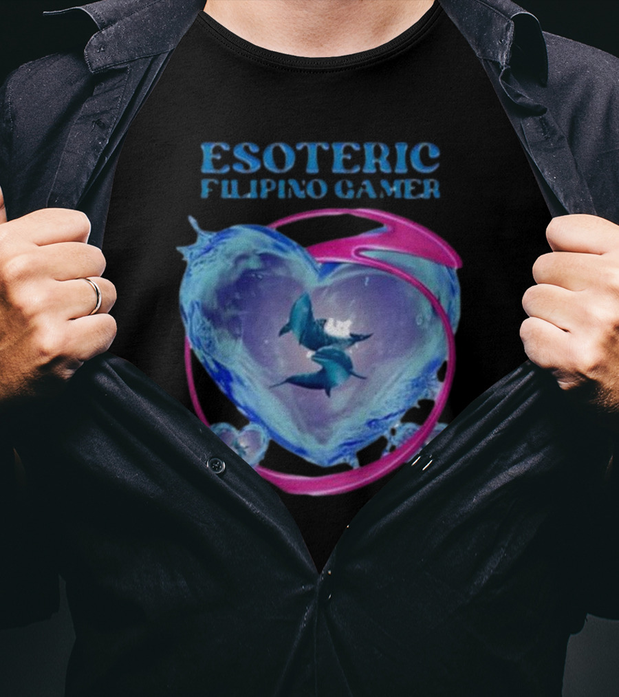 ESOTERIC FILIPINO GAMER Heart With Dolphins In Oceanic Sphere T-Shirt