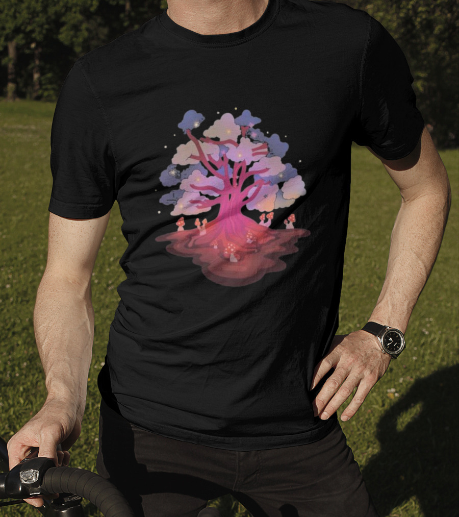 Glow And Grow Enchanted Tree With Mushrooms And Stars T-Shirt