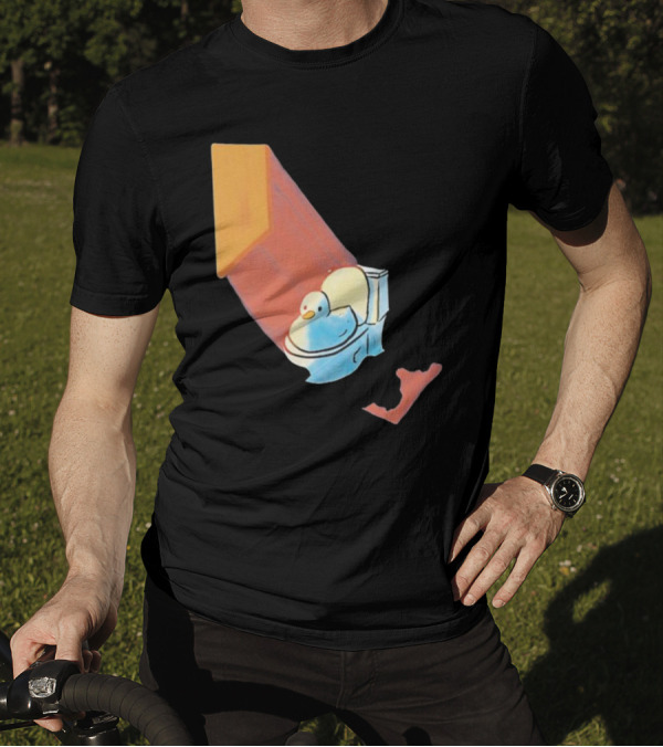 Groovy Space Duck Relaxing In Cosmic Beam On Toilet T-Shirt