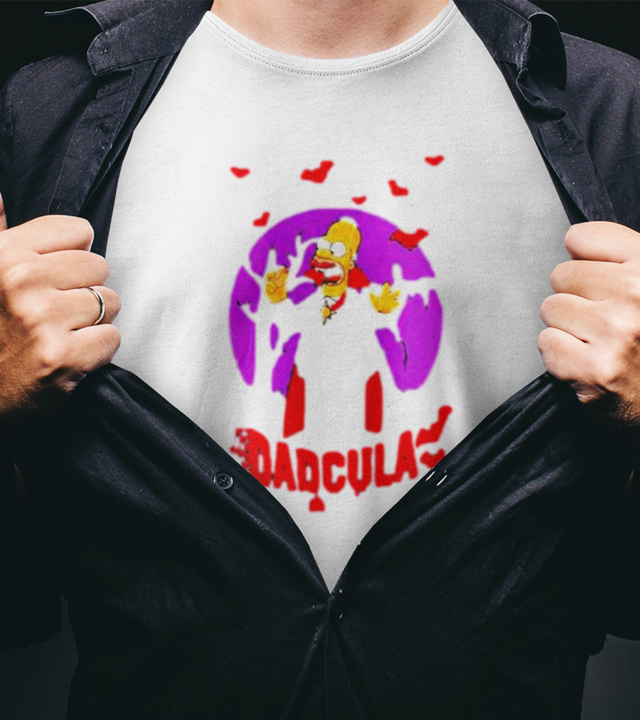 Homer Simpson Dadcula Halloween The Simpsons Bats Purple Moon T-Shirt