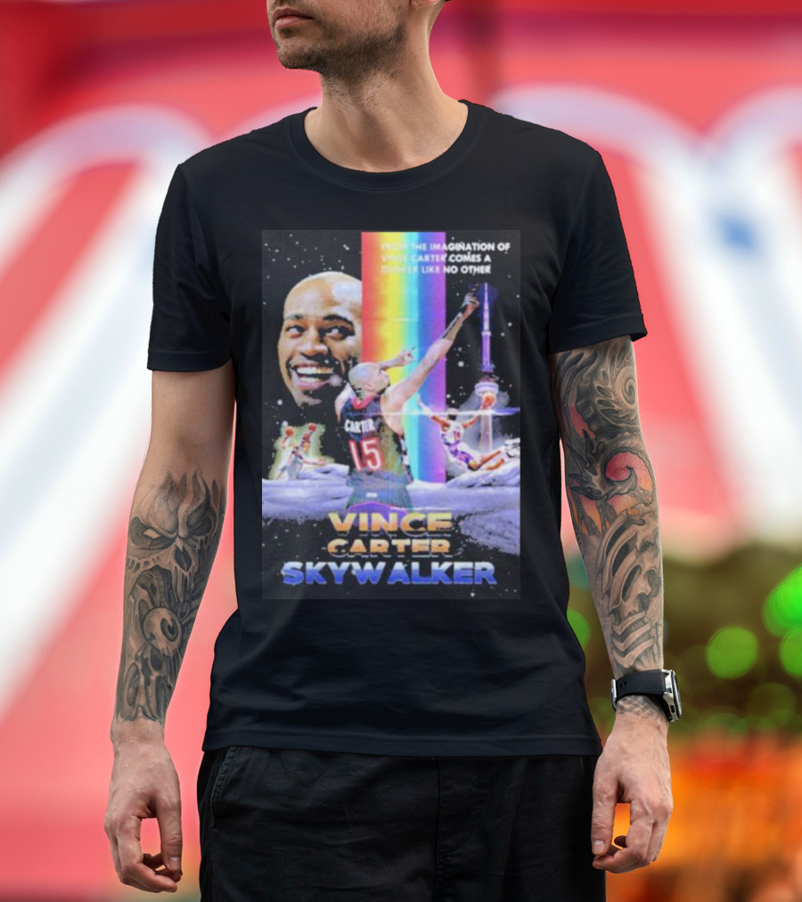 Vince Carter Skywalker Imagination Rainbow Dunk Toronto Skyline T-Shirt
