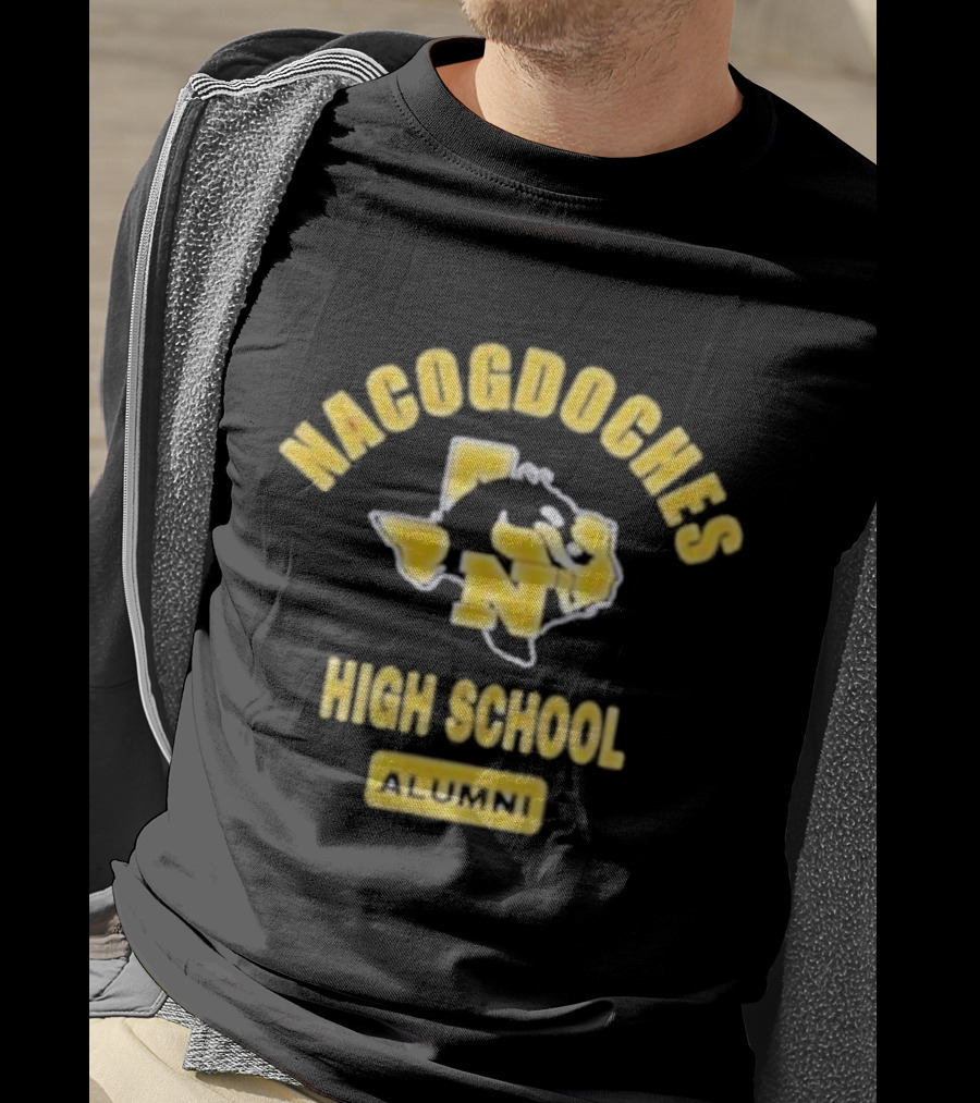 Nacogdoches High School Alumni Texas Outline Yellow T-Shirt