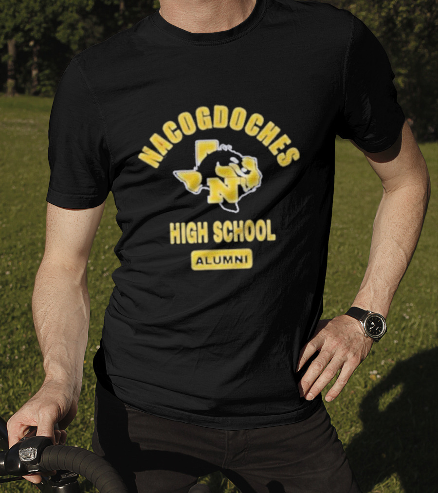 Nacogdoches High School Alumni Texas Outline Yellow T-Shirt