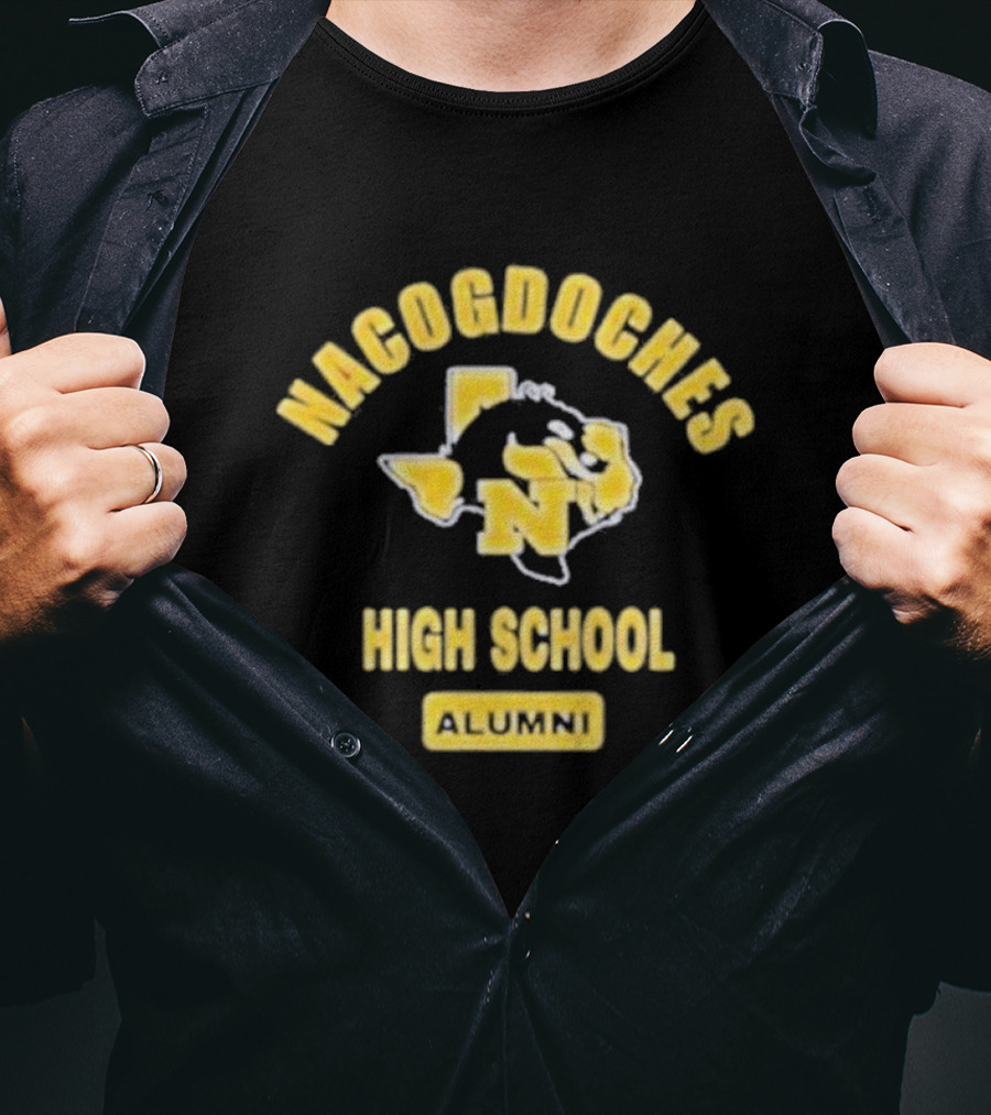 Nacogdoches High School Alumni Texas Outline Yellow T-Shirt