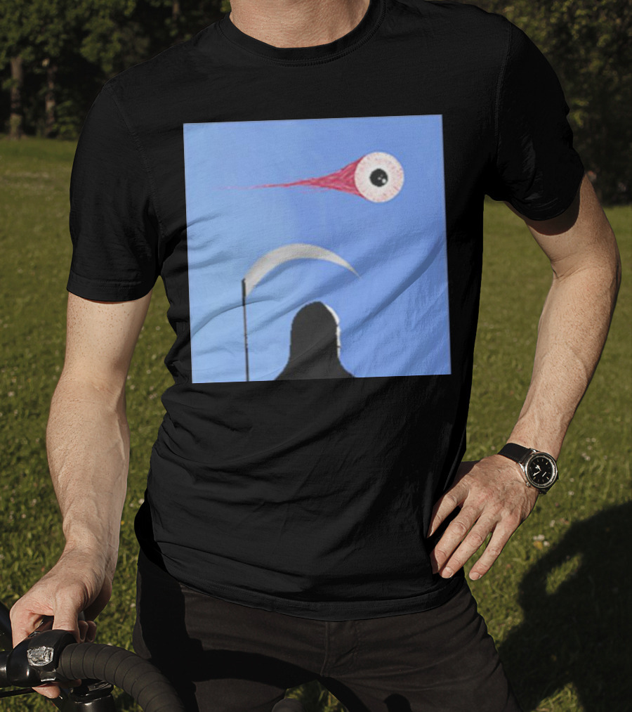 Grim Reaper With Scythe And Eyeball In Blue Sky Doja Cat Merch T-Shirt