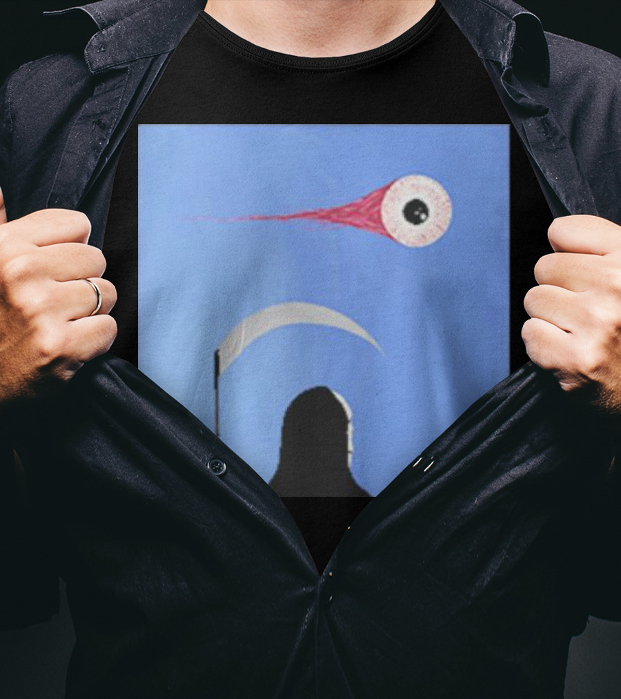 Grim Reaper With Scythe And Eyeball In Blue Sky Doja Cat Merch T-Shirt