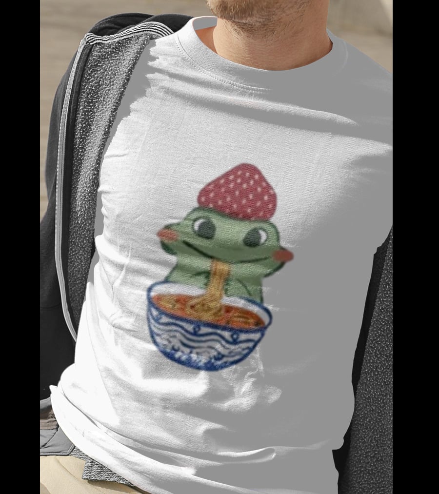 Strawberry Frog Eating Noodles T-Shirt