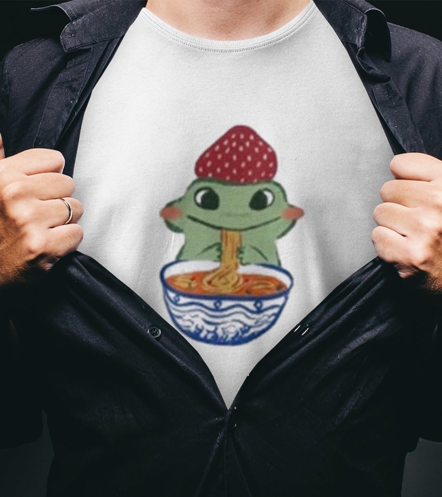 Strawberry Frog Eating Noodles T-Shirt