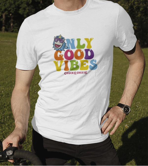 Unicorn Only Good Vibes Chuck E. Cheese Rainbow T-Shirt