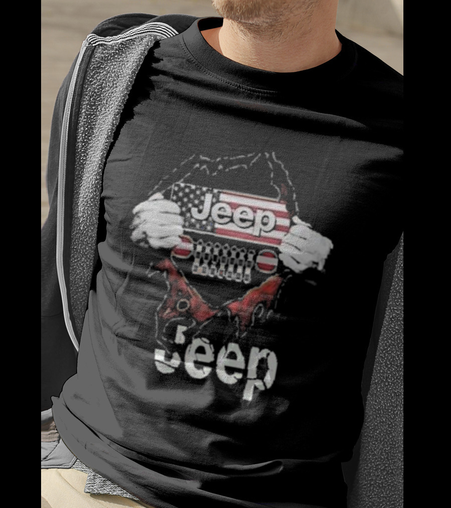 Jeep American Flag Blood Inside Me T-Shirt