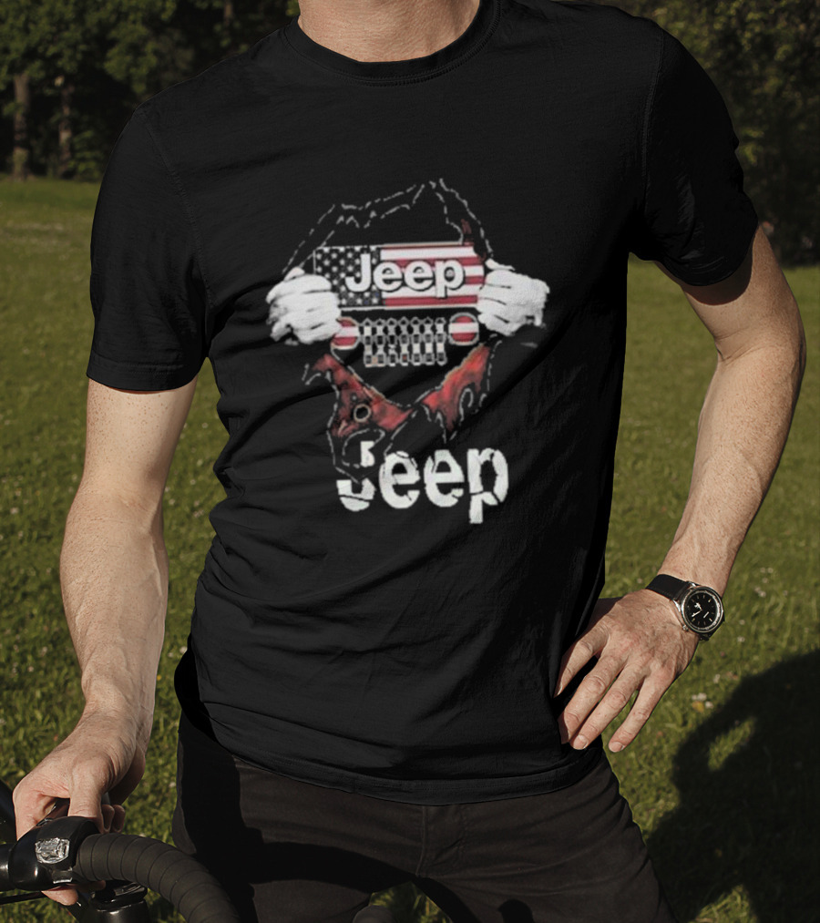 Jeep American Flag Blood Inside Me T-Shirt
