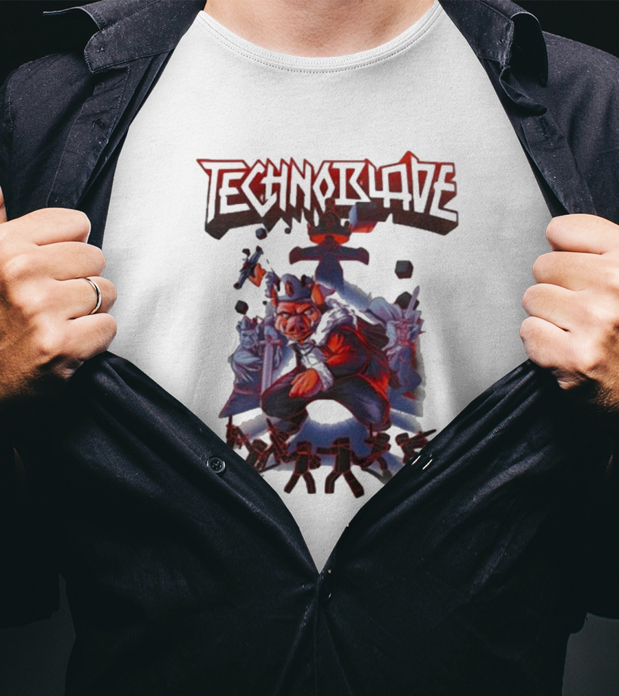 Technoblade Warrior Pig With Sword And Crown T-Shirt