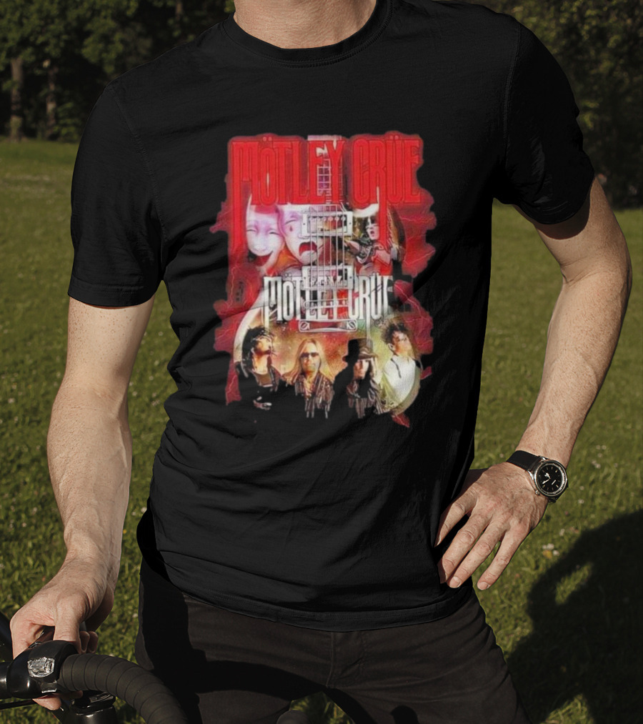 Motley Crue Rock Band Guitar With Faces T-Shirt