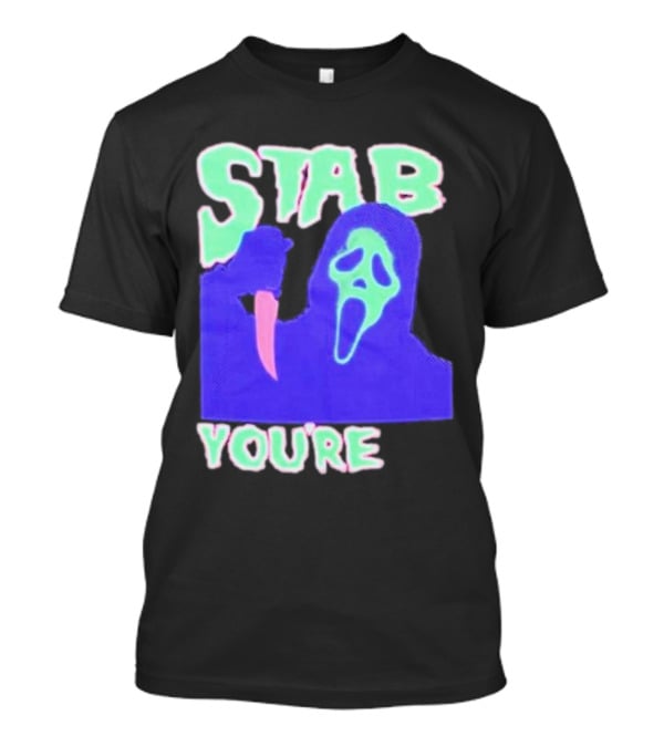 Stab You’re It Neon Horror Mask T-Shirt