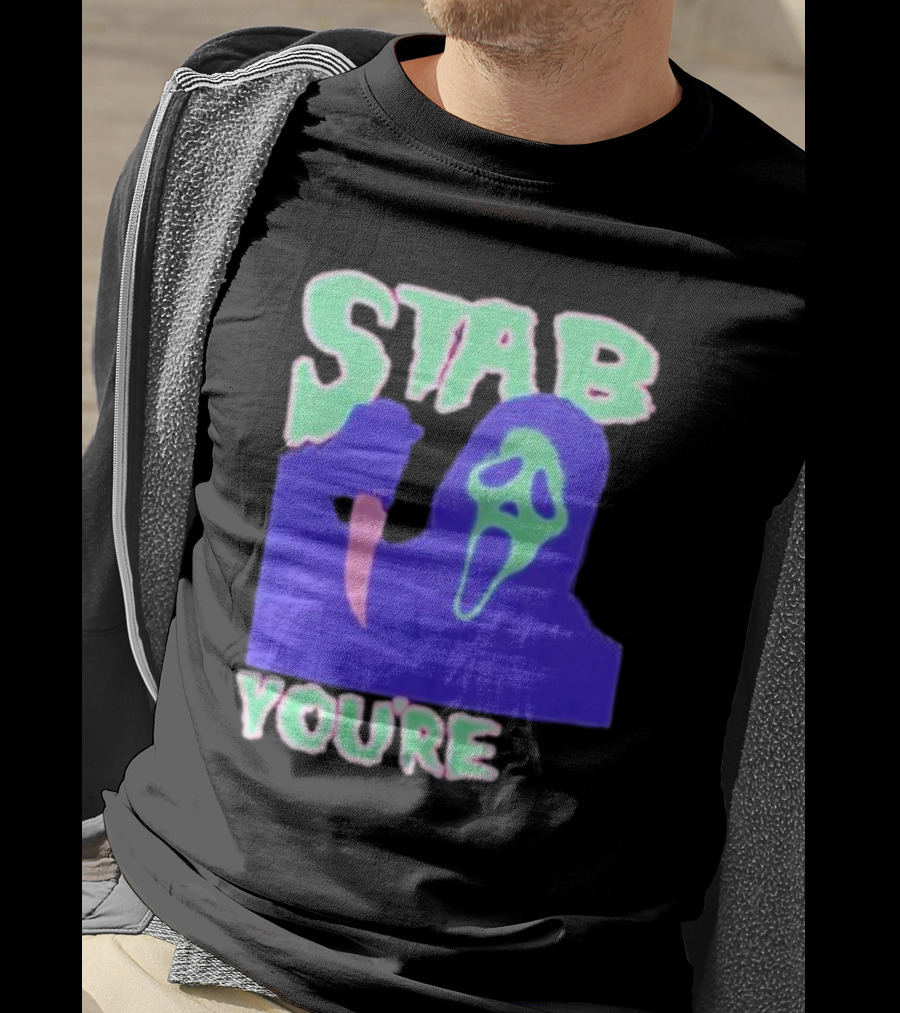 Stab You’re It Neon Horror Mask T-Shirt
