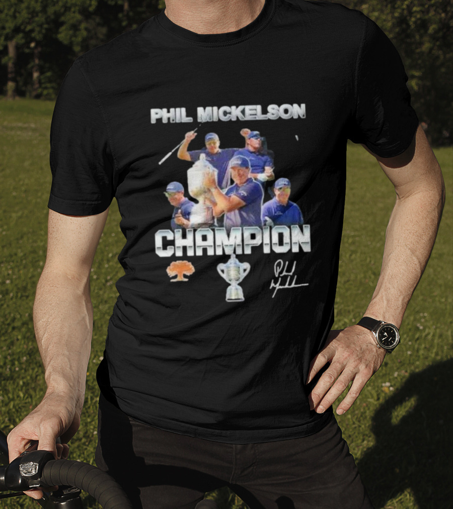Phil Mickelson Champion Trophy Signature Golf Legend T-Shirt