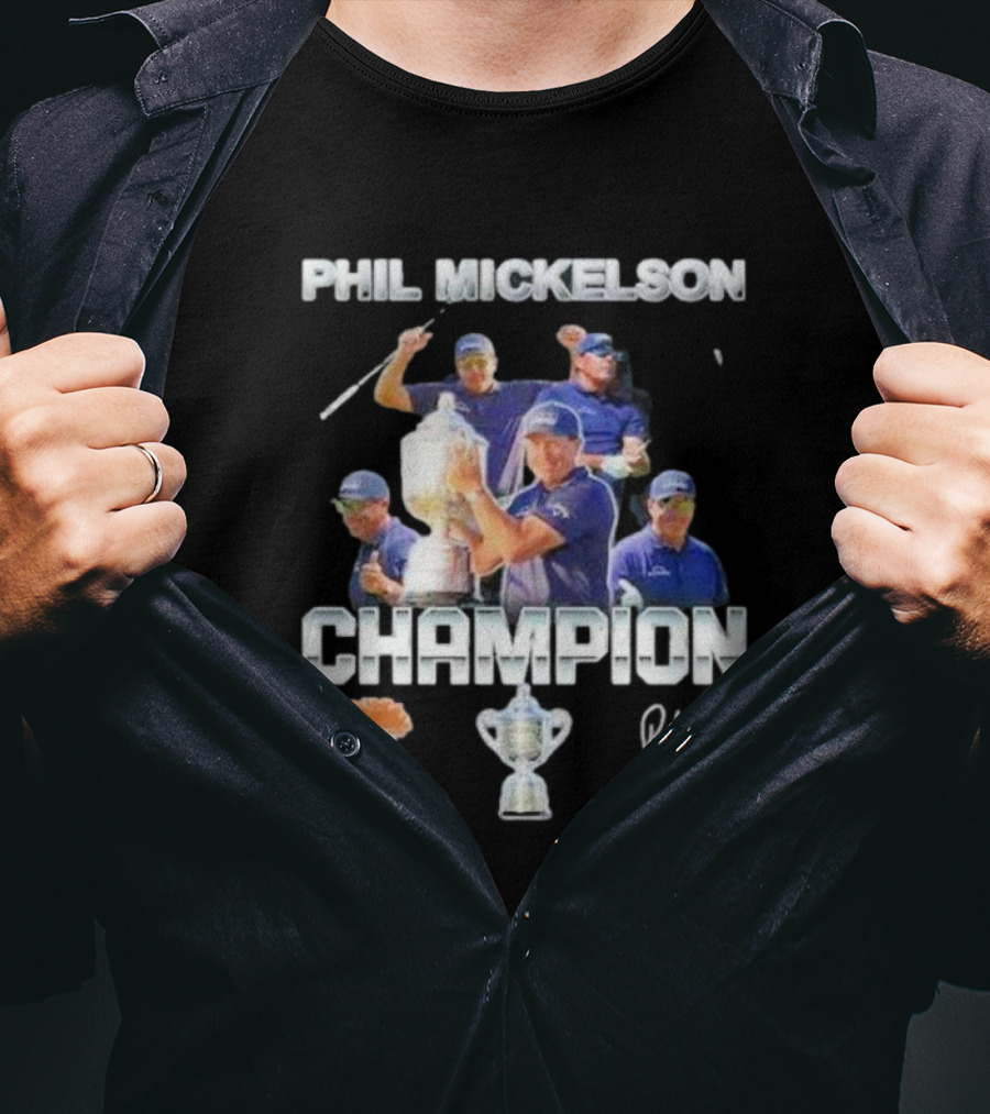 Phil Mickelson Champion Trophy Signature Golf Legend T-Shirt