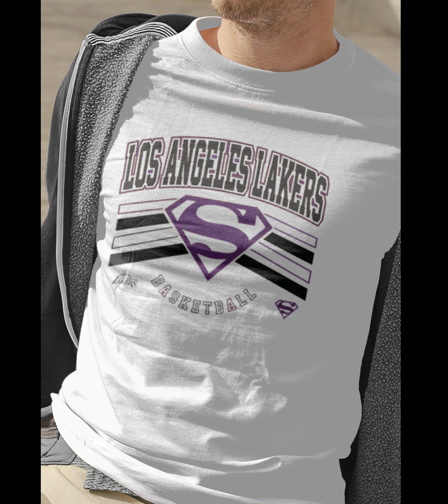 Los Angeles Lakers Superman Basketball Shield T-Shirt
