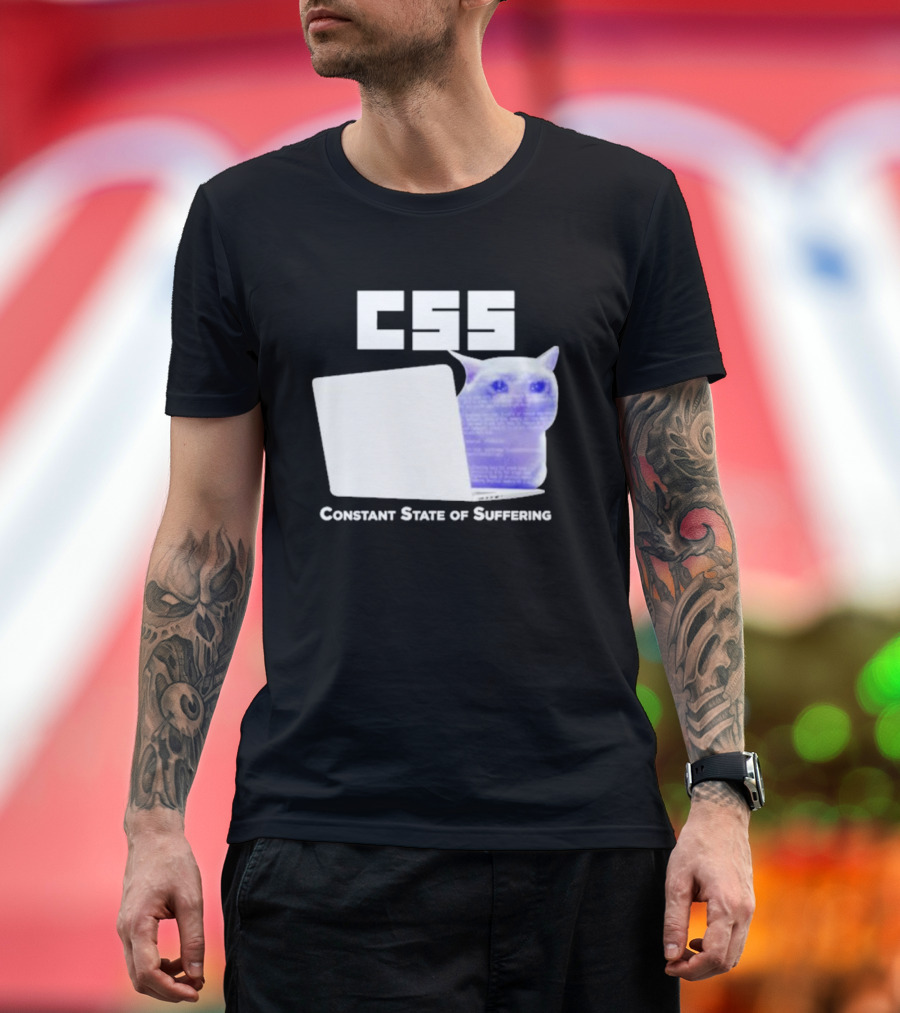 CSS Constant State Of Suffering Cat with Computer Retro Vibe T-Shirt