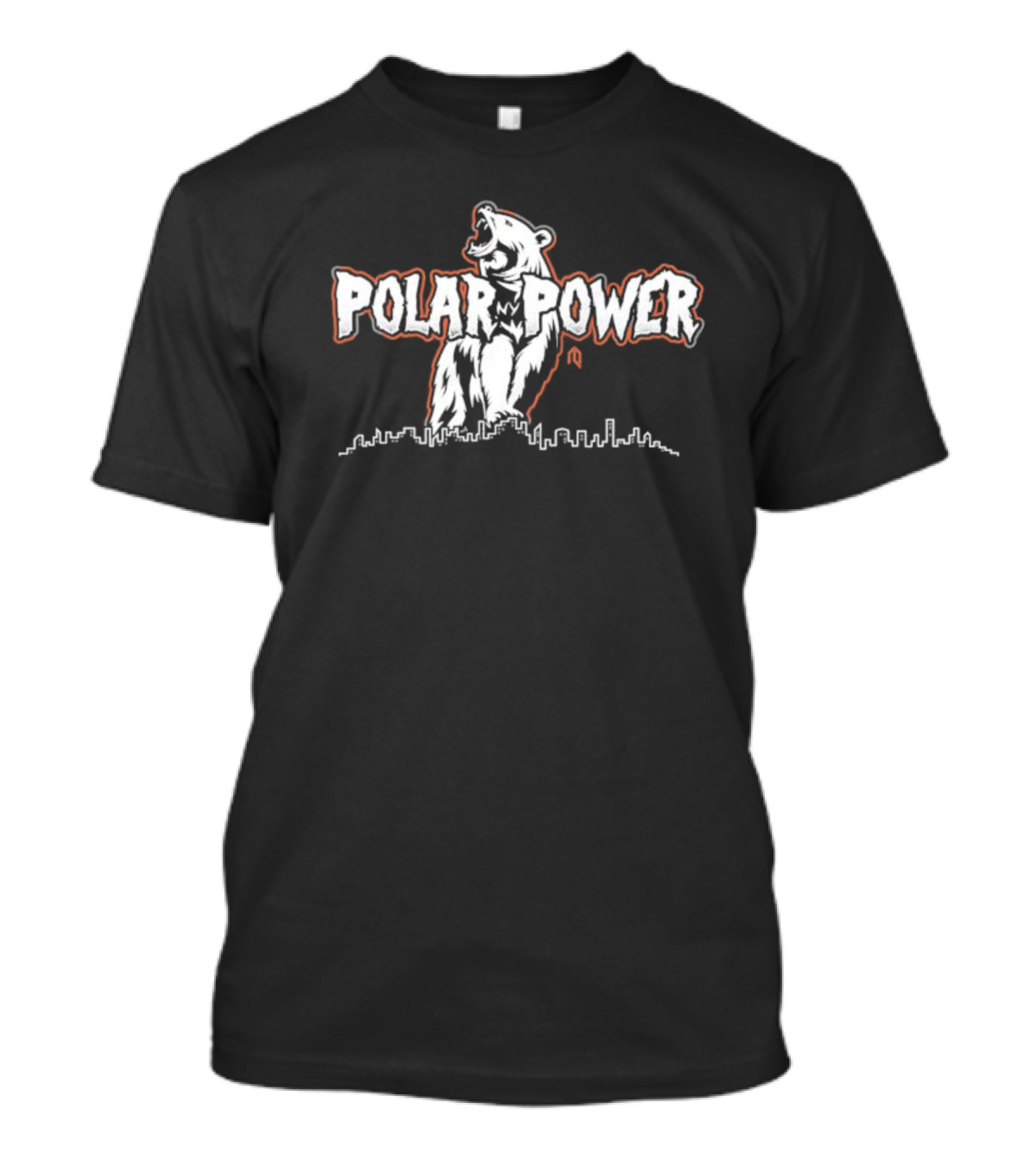 Polar Power Bear Roaring Above City Skyline T-Shirt
