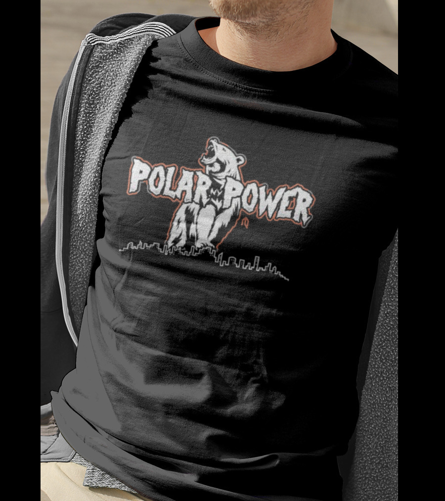 Polar Power Bear Roaring Above City Skyline T-Shirt