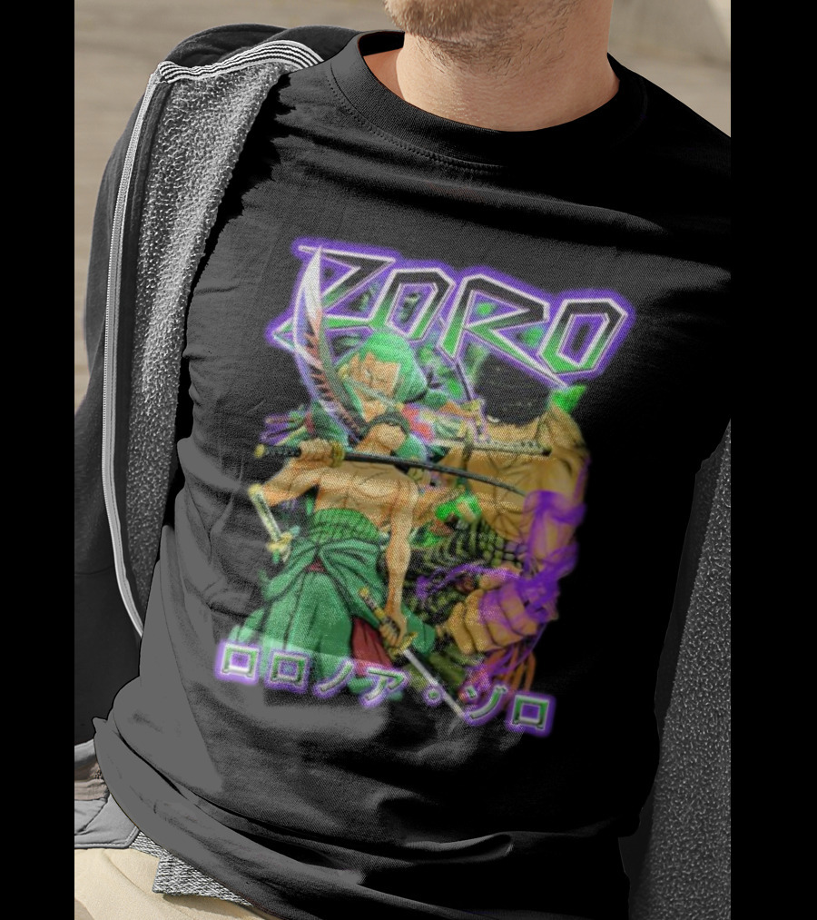 Zoro Roronoa Zoro Anime Manga Japanese Text Martial Arts Swordsman Fantasy Adventure T-Shirt