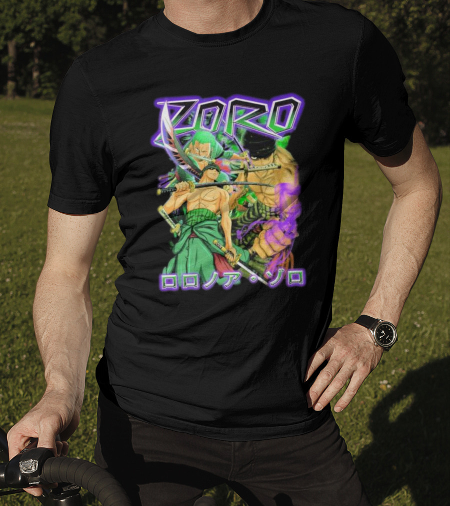 Zoro Roronoa Zoro Anime Manga Japanese Text Martial Arts Swordsman Fantasy Adventure T-Shirt