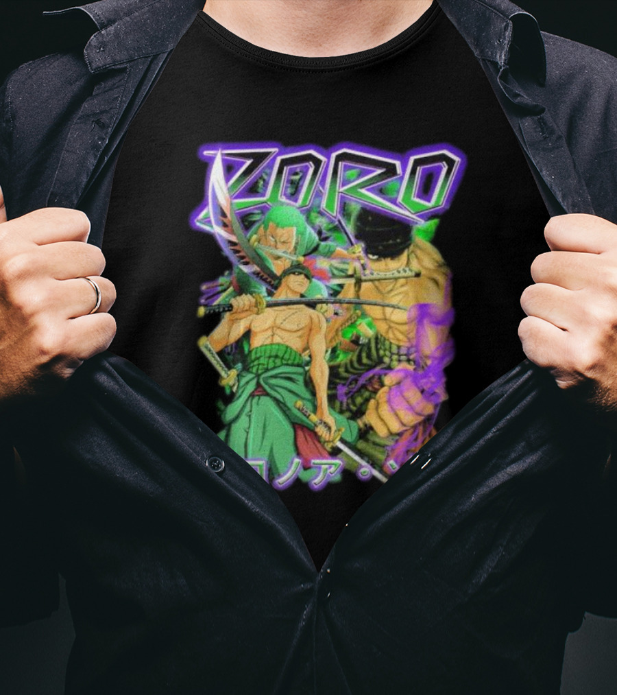 Zoro Roronoa Zoro Anime Manga Japanese Text Martial Arts Swordsman Fantasy Adventure T-Shirt