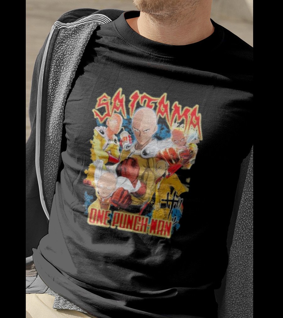 Saitama One Punch Man Anime Character Collage T-Shirt