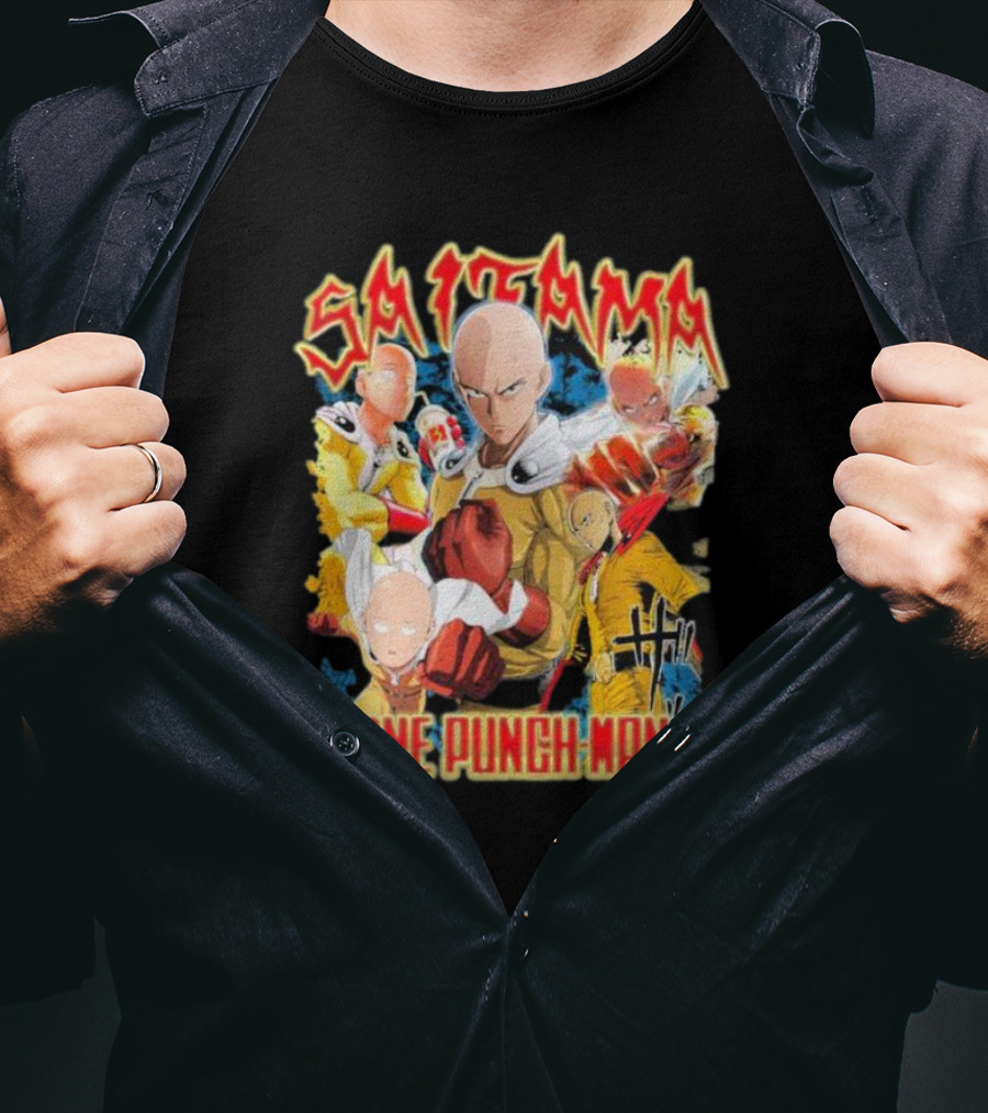 Saitama One Punch Man Anime Character Collage T-Shirt