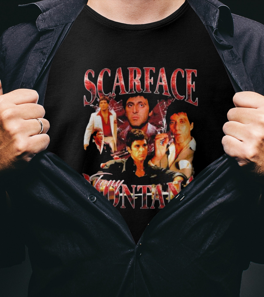 Scarface Tony Montana Film Collage Iconic Scenes T-Shirt