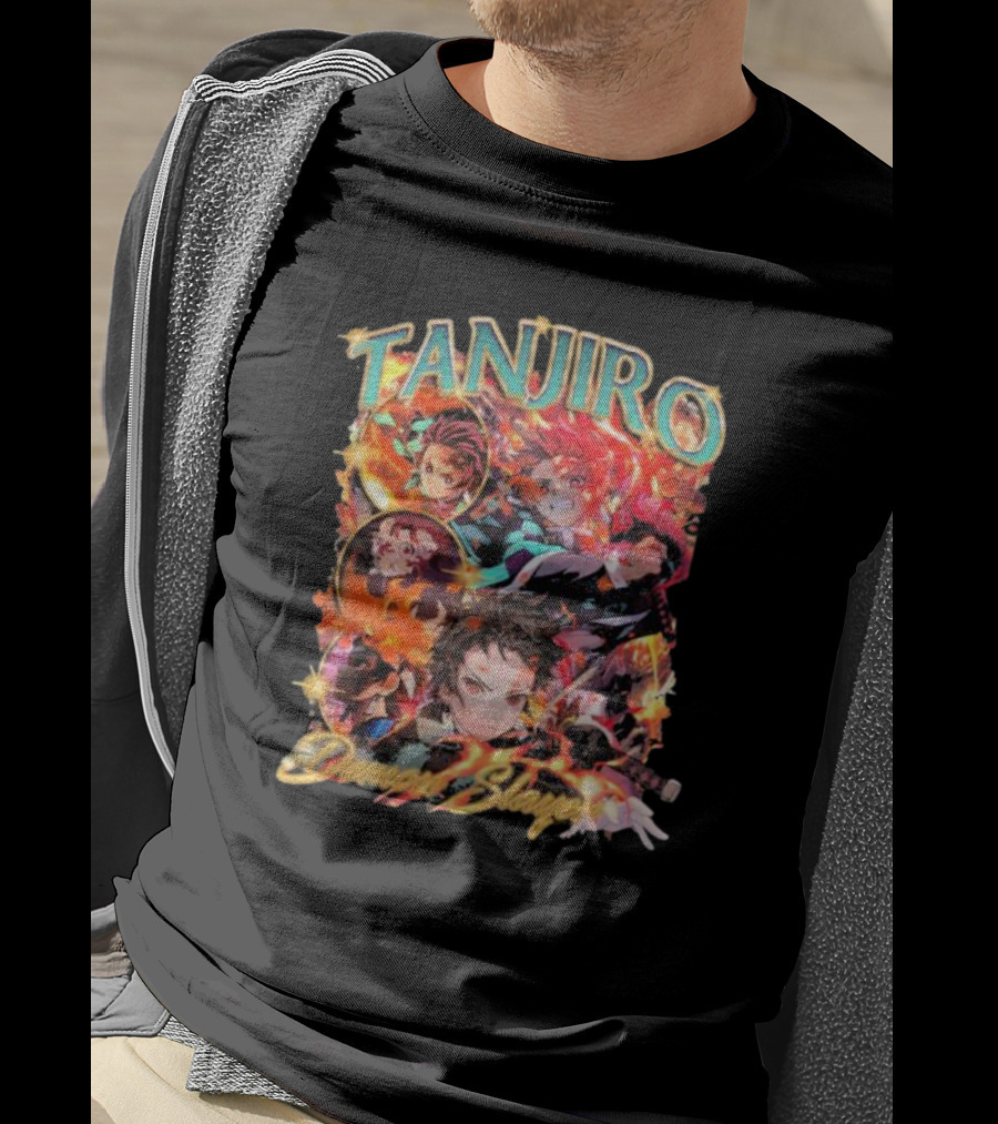 Tanjiro Kamado Demon Slayer Fiery Anime Action Scene T-Shirt