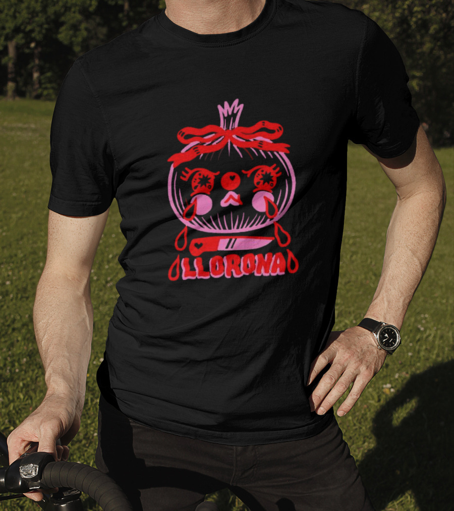 Llorona Onion Tears With Knife And Heart Motif T-Shirt