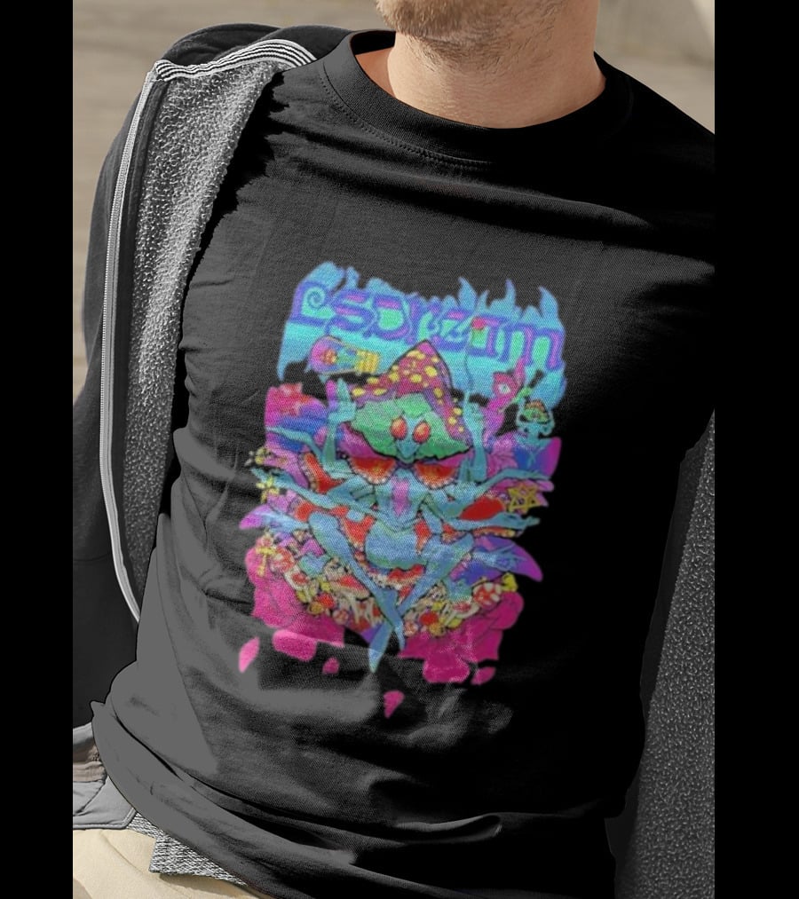 LSDream Mushi Psychedelic Bug Creature With Vibrant Colors And Cosmic Elements T-Shirt