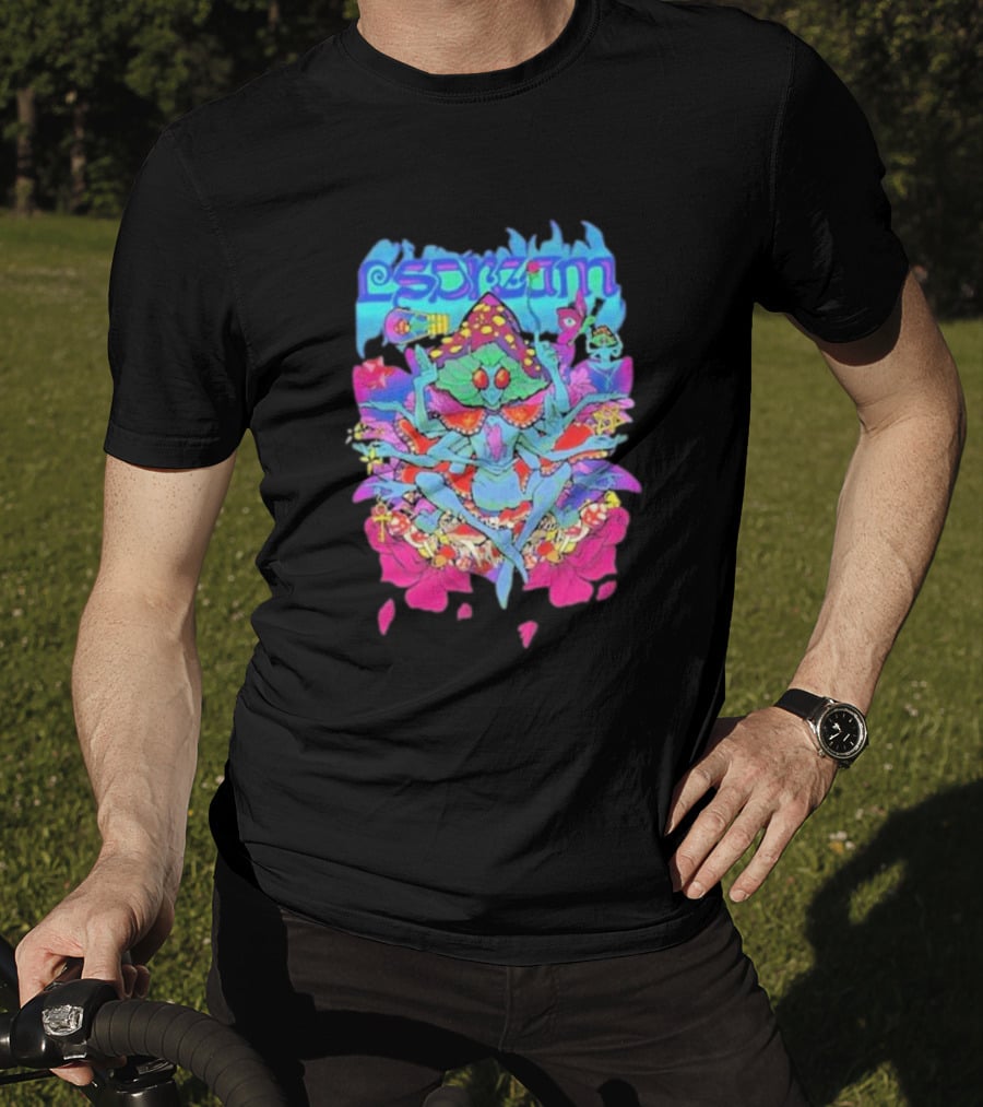 LSDream Mushi Psychedelic Bug Creature With Vibrant Colors And Cosmic Elements T-Shirt