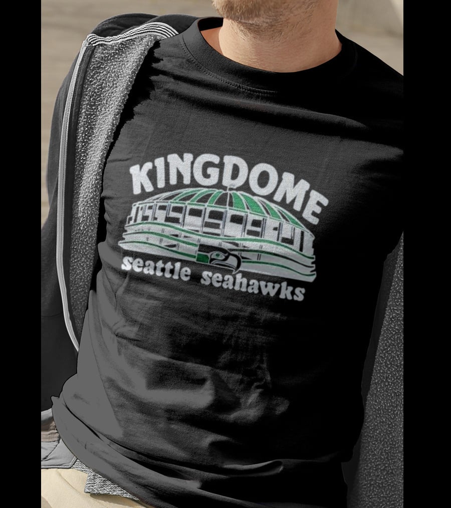 Seattle Seahawks Kingdome Stadium Green And White T-Shirt