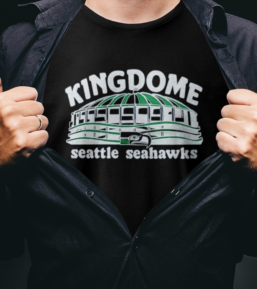 Seattle Seahawks Kingdome Stadium Green And White T-Shirt