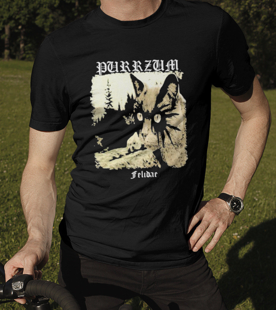 Purrzum Felidae Cat In Forest Scene T-Shirt