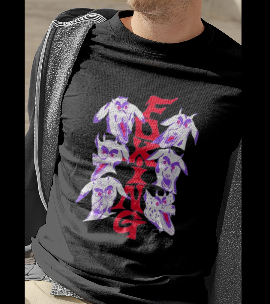 Foxy Devil Dogs Faces Red T-Shirt